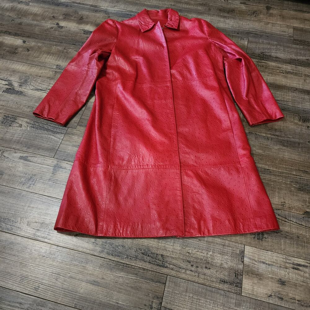 Vintage St. Vincent lambskin womens red overcoat size Large 2610